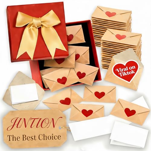 60 Mini Envelopes Pocket Hugs Cards with I Love You Gifts for Him Tiny Notes Blank Small Note Letters Open Letter Paper DIY Card Cute Stationary Boyfriend Bf Thinking Gift Just Because Birthday