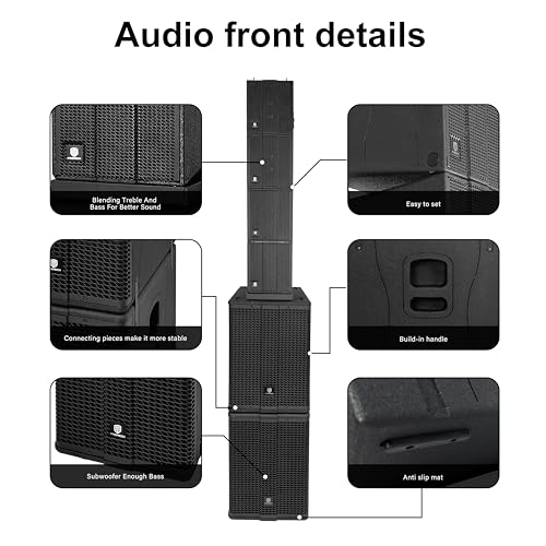 PRORECK Stage Pro 12 8000W Powerful PA Speaker System with 4 Line Array Speakers, Dual 12\" Subwoofer, 3 DSP Presets, TWS Bluetooth, Sound, Ideal for DJs, Weddings, Meetings, Live Events