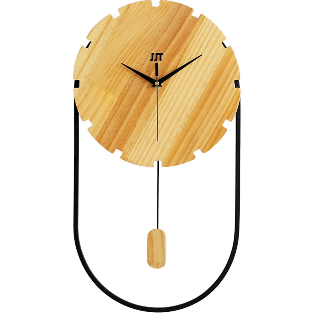 Ofgcfbvxd-Wat Home Wall Clock Wall Clock Wooden Hang Clock Gear Shape Stylish Silent Clock Ideal for Office Hotel Home Office Home Decor Gift (Color : Wood, Size : 29x53cm)