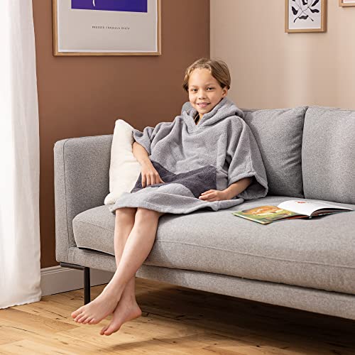HOMELEVEL Kinder Badeponcho aus 100% Baumwolle - Poncho Handtuch für Strand Schwimmbad - Surfponcho mit Kapuze - Bademantel für Jungen und Mädchen