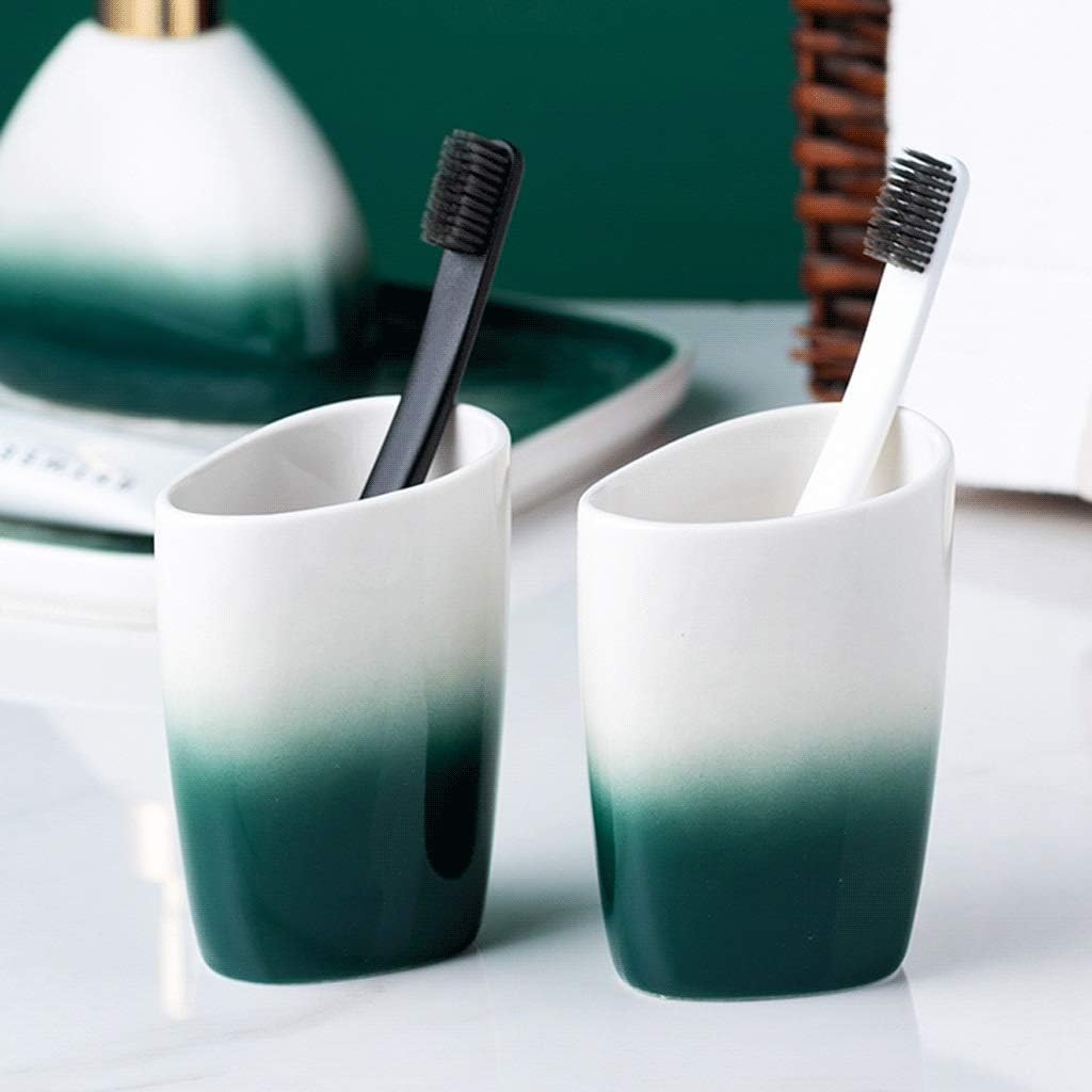 Dispenser Pump Soap Dispenser Bathroom Shower Pump Green Bathroom Accessories Set 450Ml/15.2Oz Soap Dispenser Retro Ceramic Lotion Dispenser (Color : 5 Piece Set)