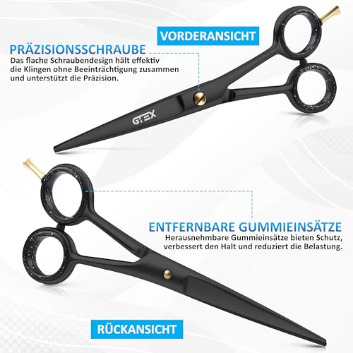 GTEX Friseurschere, Professionelle Haarschneideschere 6,5 Zoll Prämie Schere Haare Schneiden mit Extra Scharfen und Präzisen Schnitten Haarschere für Männer, Frauen und Erwachsene - Hair Scissors