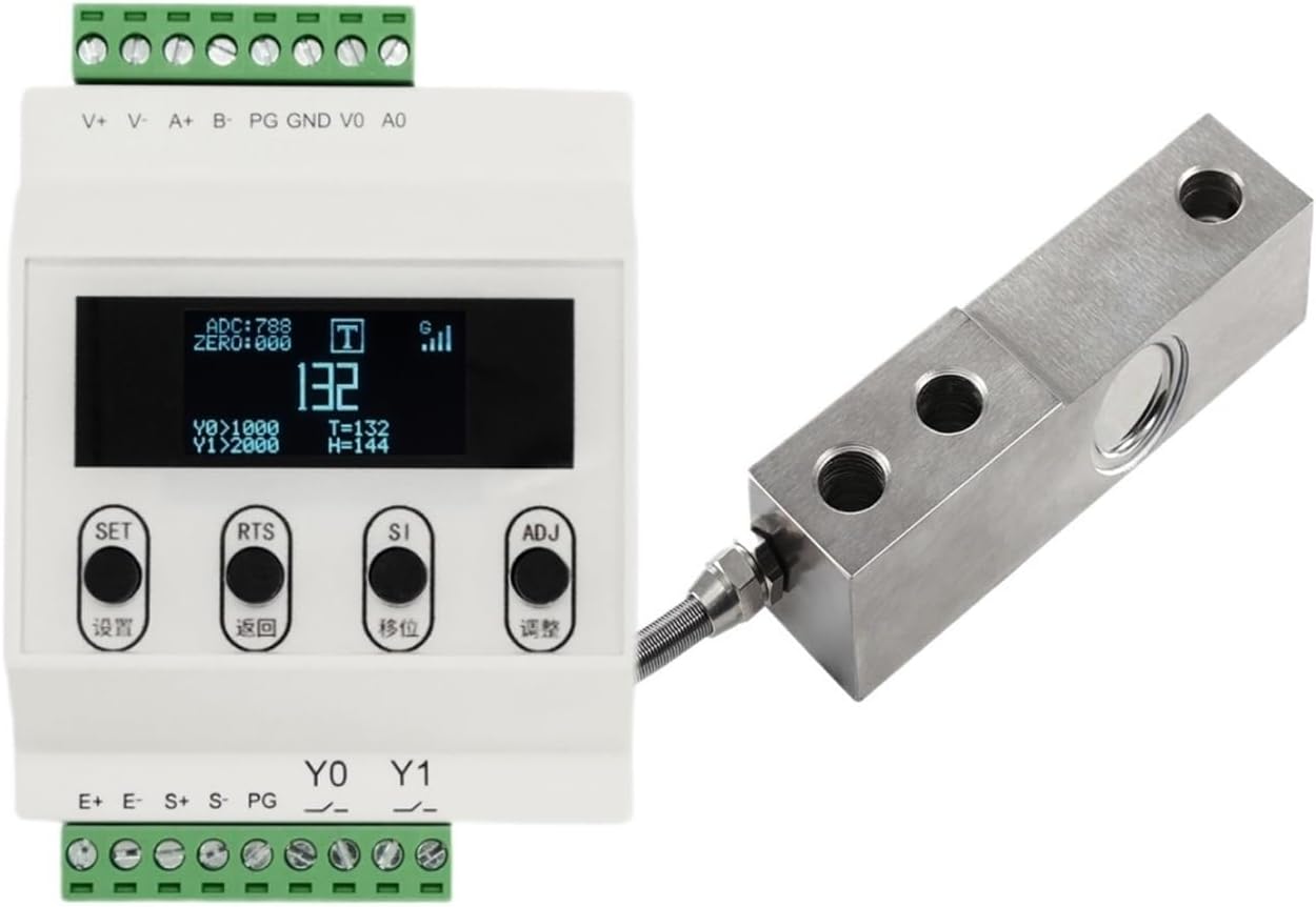 Beam Type Load Cell + Transmitter Amplifier with Display Test Compression Force Weight Pressure Sensor Range 20kg-2000kg(3T with Amplifier)