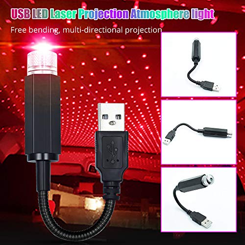 Honleex Usb Night Light Roof Star Projector Adjustable Multi-Effect Romantic Environmental Night Light,Ceiling Decorative Light,Home Light,Party Light,Plug & Play,Pack Of 1.(Red). #TOP5