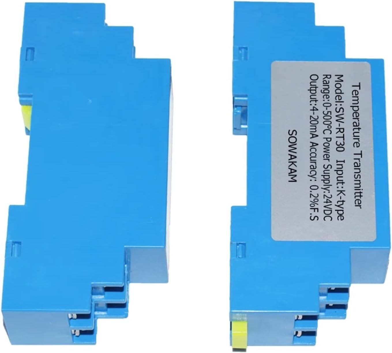 DIN Rail Type K Temperature Transmitter K-Sensor Module Measurement 0-1300°C 4-20mA Output Thermocouple Temperature(0-1300C 12VDC)