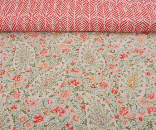 Image of IVAZA Luxury Ultrasonic Punch AC Comforter Blanket - Quilted Microfiber Floral Pattern, Lightweight Breathable All‑Season Blanket for Bedroom, Travel (Single Bed,228x152 CM) Rose Beige