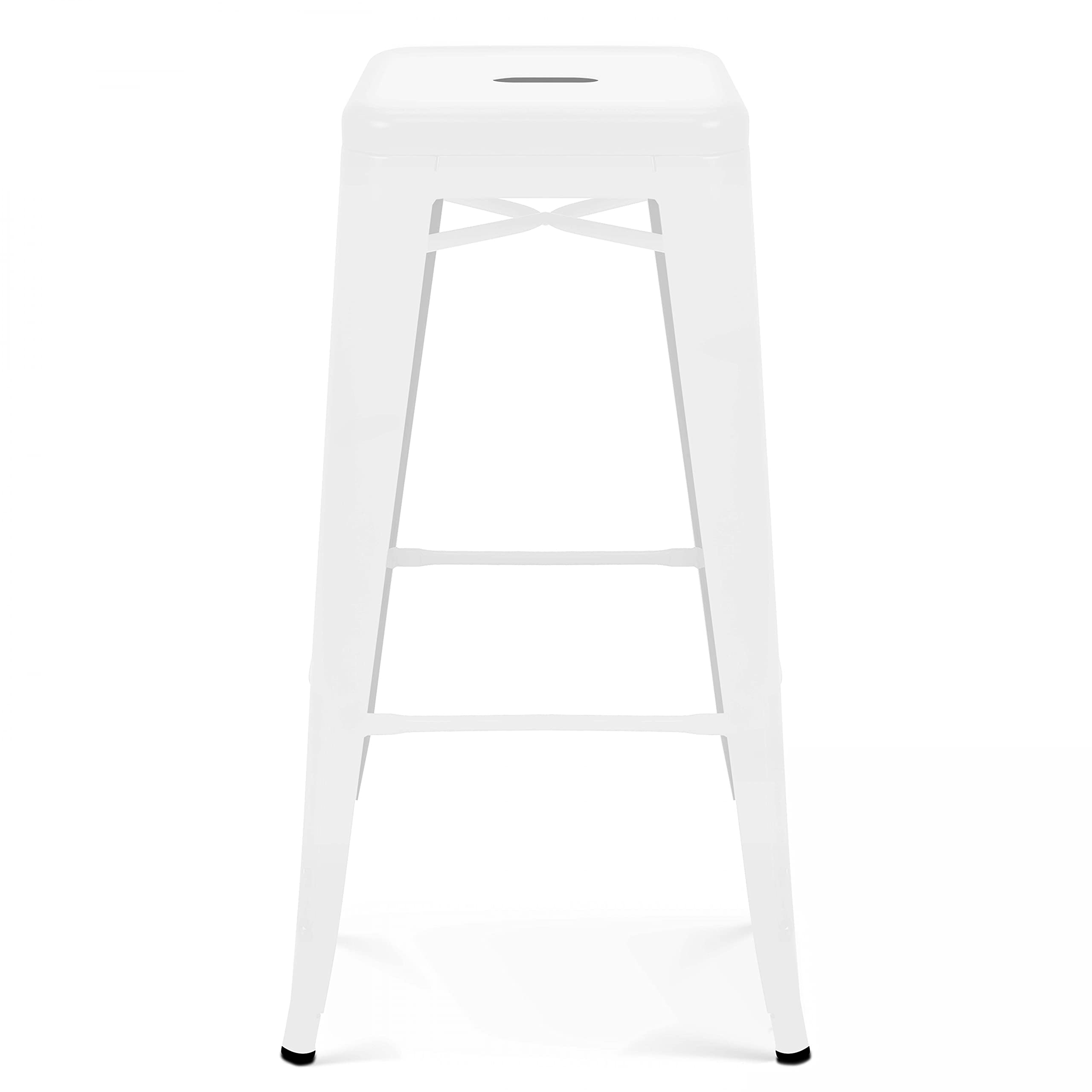 Oviala Lot 4 tabourets de Bar en métal Blanc Mat