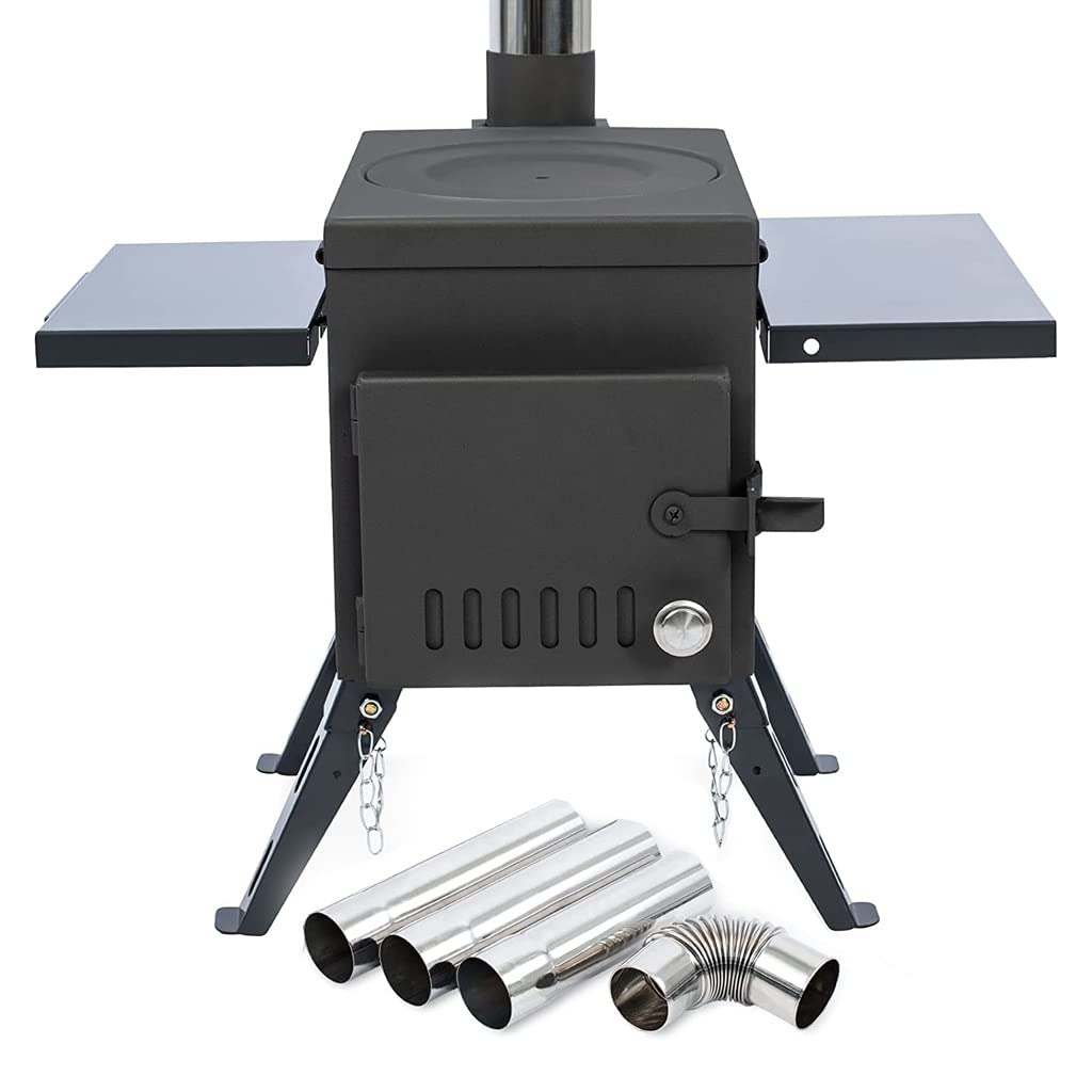 Réchaud à Bois Portable, réchaud à Dos extérieur en Acier Inoxydable, réchaud de Chauffage pour Tente de Camping et de pêche, réchaud à Barbecue pour Pique-Nique de Voyage (Color : Black, Size : 28