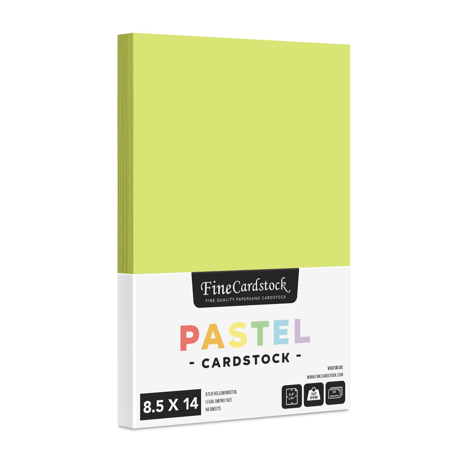 8.5" x 14" Pastel Color Cardstock Paper for Arts and Crafts, School Projects, Scrapbooking, Stationery Printing | Medium Weight 67lb Vellum Bristol (