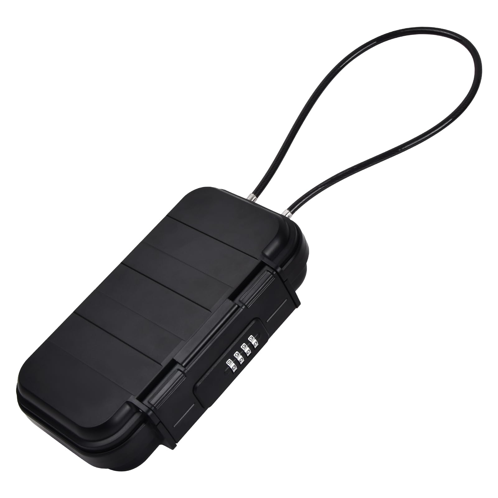 Coffret Fort Portable Sécurisé Petit à Combinaison avec Code, Boîte de Stockage de Clés Code Exterieur de Voyage avec Câble Métallique Amovible pour École Plage Maison Bureau Hôtel Voyages Noir