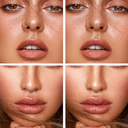 YADOCA Septum Nose Rings for Women Men - Gold Septum Rings 16G 18G Nose Ring Hoops Hypoallergic Surgical Steel Cartilage Earrings Helix Lip Conch Tragus Daith Piercing Jewelry Tone 8mm 10mm4