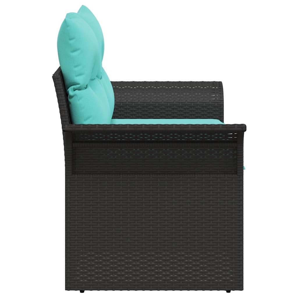 Sofa ogrodowa z polirattanu z poduszką 141 x 62 x 69 cm, odporna na warunki atmosferyczne, modułowy narożnik na taras, balkon, do ogrodu, lekka sofa tarasowa z malowaną proszkowo stalową ramą