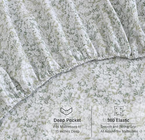 RUVANTI 100% Cotton Organic Percale Sheets Full Size, Floral Rush by RUVANTI - Used condition - Image 7
