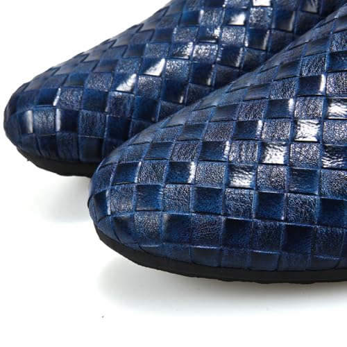 Men's Woven PU Leather Slip-on Loafers Black Casual Driving Moccasins Handwoven Breathable Comfort Outdoor Walking Shoes3