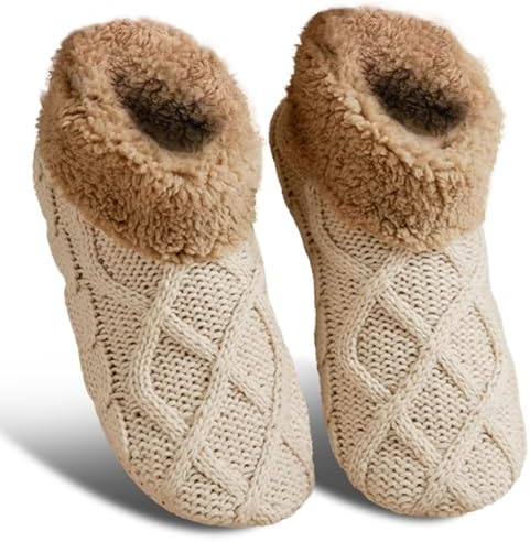 Non-Slip Slipper Socks for Women, Thermal Winter Fat House Socks,...