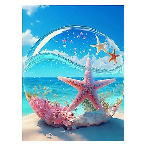Amazon | ダイヤモンドアート 四角いビーズ 海辺 ヒトデ 貝殻 30*40cm