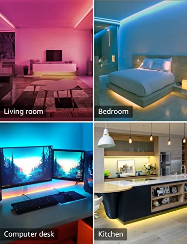 LE 16.4ft WiFi Smart Color Changing LED Strip Lights - App & Remote Controlled for Bedroom, Home, and Kitchen