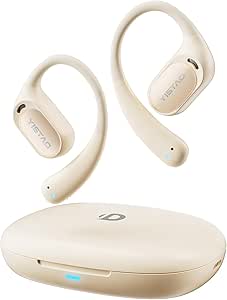 Open Ear Headphones with 35 Hours Playtime, True Wireless Air Conduction Earbuds Featuring Ear Hooks, Bluetooth 5.3, IPX6 Waterproof Design, Comfortable and Secure Fit for Sports - Beige asin的图片