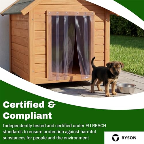 Image of Byson Vinyl Strip 200 mm Wide x 8 Feet Long, 2mm Thick Clear Vinyl Curtain Plastic Pet Door /Flaps PVC Replacement Strips for Walk in Freezer /Cold Room