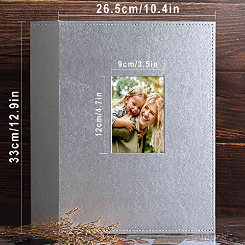 Image of Ywlake Photo Album 4x6 400 Pockets, Leather Photo Albums Holds 400 Vertical Pictures Only Silver