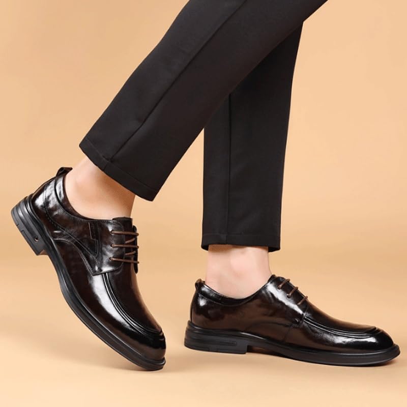 Men's Leather British Style Lace Up Wing Tip Dress Shoes Comfortable Non-Slip Low Top Business Work Shoes2