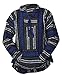 Mexican Baja Hoodie Sweater Sweatshirt Pullover Jerga (Large, Blue/Charcoal)