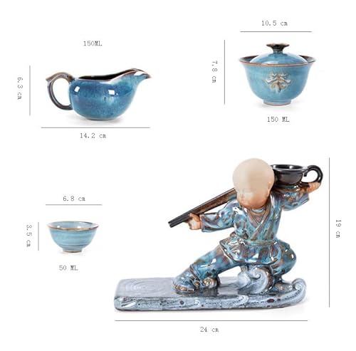 Rora Lazy Kungfu Ceramic Tea Set, Chinese Style Semi-Automatic Swivel Out Of Water Teapot With 8 Cups Trantional Kung Fu Tea Gift Sets #TOP4