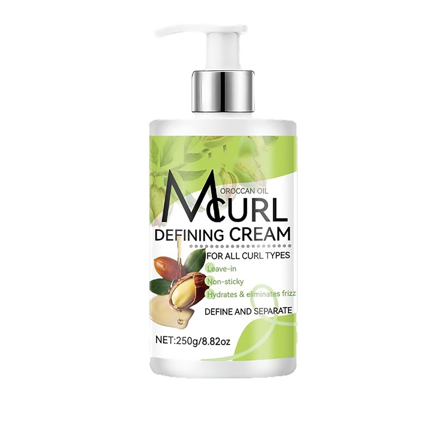 Curl Defining Cream,No-Rinse Long-Lasting Curl Cream for Curly Hair Prevents Frizz, Moisturizing, Smoothing for Curly & Wavy Hair,Suitable for All Curl Types,250g/8.82Fl Oz