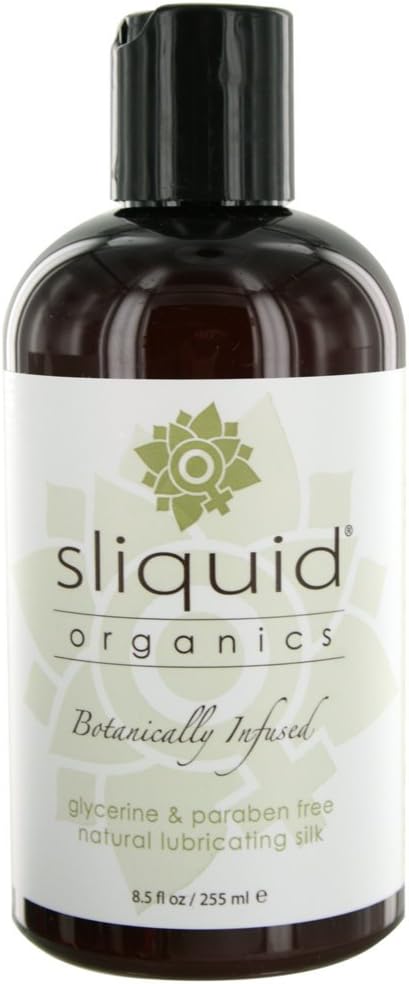 Sliquid Organics Water-Based Lube - Aloe Vera Leaf Infused with Organic Oils & Botanicals, Natural Lubricating Gel for Women/Men/Couples, Unscented, 8.5 Fl Oz (Pack of 2)