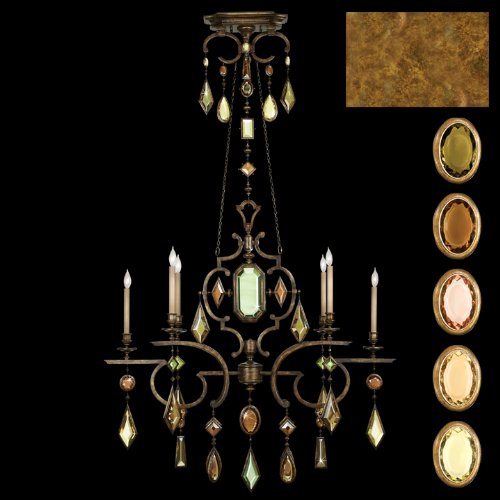 Fine Art Lamps 726040-1, Encased Gems Crystal Chandelier Light, 6 Light, 120 Watts, Gold Leaf