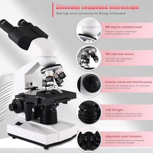 Microscópio para adultos WF10x e WF25x, câmera USB com ampliação de 40 x 2000 x, microscópio adequad