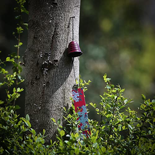 A.f.n.a.l Japanese Wind Chime Cast-Iron Outdoor Ornament For Garden, Patio & Balcony, Hanging Metal Wind-Bell Decoration Gift, Blessing Pendant Windchimes & Pvc Wind-Catcher, Waterline - Red #TOP5
