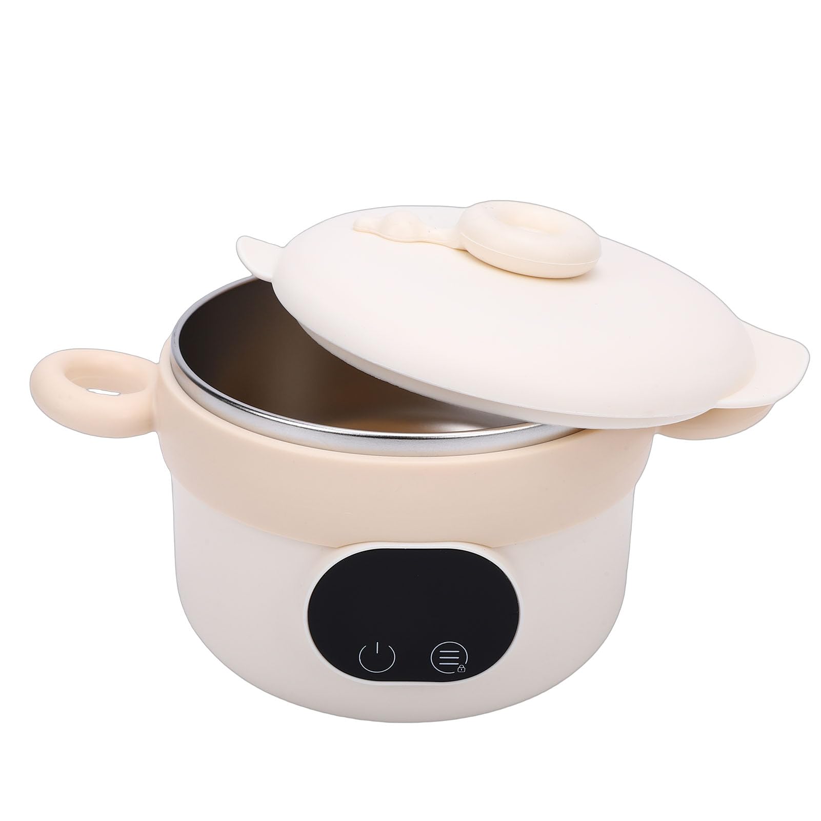 Cocoarm Lunch Box Elettrico, Ciotola Scaldavivande Riscaldata in Acciaio Inossidabile con capacità di 470 Ml per Neonati e Bambini Piccoli Senza Acqua Necessaria (Color crema)