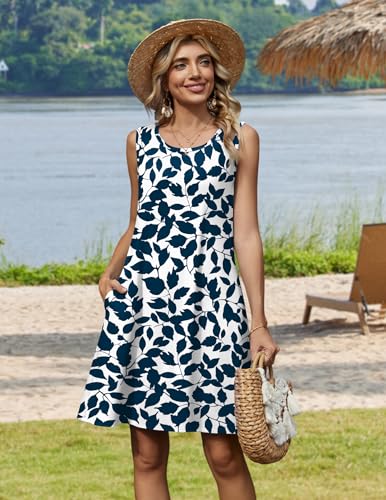 Image of Zeagoo Womens Summer Dress 2026 Sleeveless Casual A-Line Tshirt Sundresses