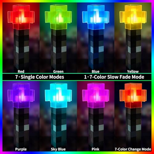 Image of AIDYVOI 7 Color Changing Night Light, Wall Torch Lamp for Boys, Rechargeable Decor Night Lamp, Hand Held & Wall Mountable Table Light for Costume Cosplay Party Room Decor