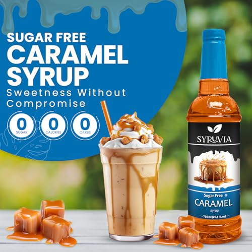 Syruvia Sugar-Free Vanilla & Sugar-Free Caramel Syrup - 25.4 fl oz. Premium Coffee Flavoring Syrup. Kosher, and Gluten-Free. Perfect for Enhancing Drinks, Sodas, Shakes, Desserts, and More. - image 5