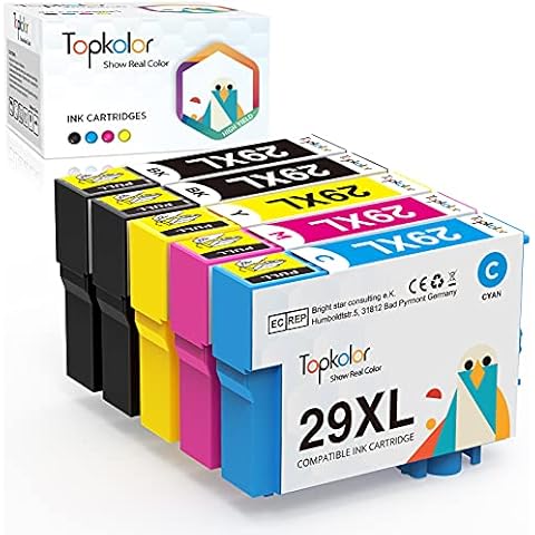 (5 Pack) 29XL Ink Cartridges for Epson 29 Ink Cartridges for Epson XP-235 XP-245 XP-247 XP-255 XP-257 XP-332 XP-335 XP-342 XP-345 XP-352 XP-355 XP- 432 XP-435 XP-442 XP-445 XP-452 XP-455 Cover