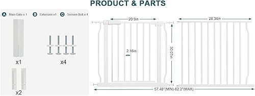 Miniatura 3 de Puerta extra ancha para bebé, puertas de seguridad extra altas para interiores, metal negro, gran montaje a presión, puerta para mascotas, puerta de