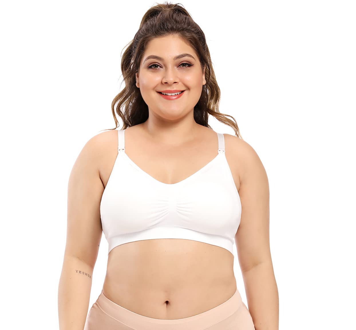 Colomi Women's White Seamless Maternity Nursing Bra Wireless Breastfeeding Sleep Bralette For Pregnancy (, 3XL)