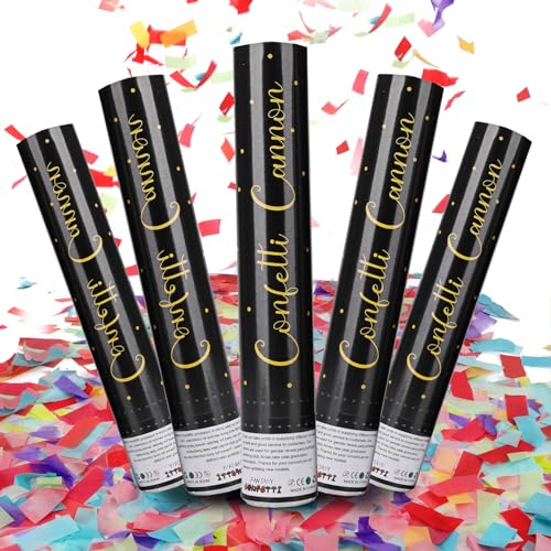5 Pack Confetti Cannon Biodegradable, 12 Inch...