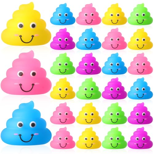 WinnerWhy 25 piezas de mini figuras de caca pequeñas, juguetes de caca falsa clásica brillante arco iris caca de goma para broma, esconder, bolsas de golosinas, rellenos de piñata, suministros de