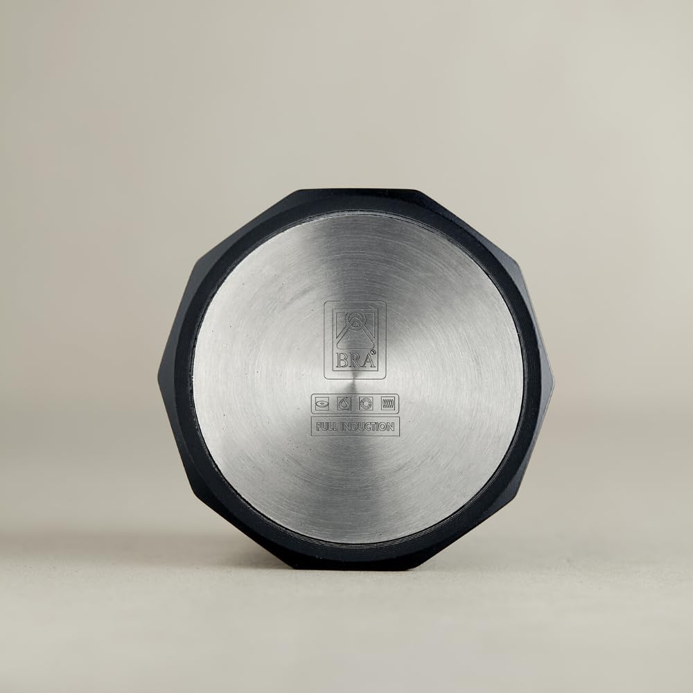BRA Market | Cafetera 9 tazas (425 ml), cuerpo de aluminio, asa y pomo de madera de haya natural, full induction, apta para todo tipo de cocinas incluida inducción
