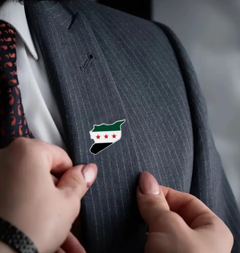Image of 5-Pack Syria Flag Map Lapel Pins - Alloy Syria Map & Flag Enamel Badge Set, Decorative Brooch Pins for Backpack, Jacket, Hat, Collectibles & Gifts