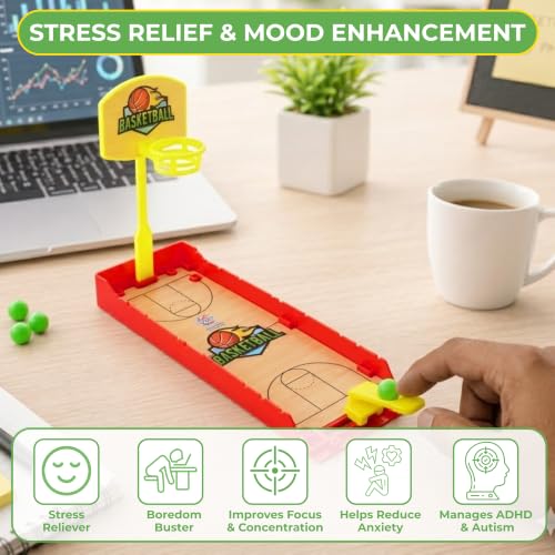 Image of RATNA'S Basketball Finger Board Game Tabletop & Miniature Gaming Pocket Basketball Set Travelling Toy for Kids 5+ Years