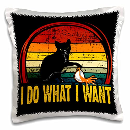 3dRose Sven Herkenrath Want Vintage Style with Funny Cat (pc-317133-1) Pillow Case, White