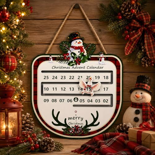 Image of Christmas Decorations - Christmas Countdown Calendar Wood Welcome Sign