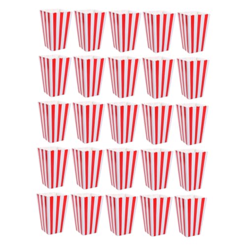 minkissy Popcorn Containers 25pcs Retro Striped Paper Snack Cups Theater Popcorn Boxes for Party Snack Holder