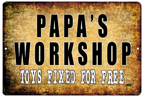 Rogue River Tactical Funny Grandfather Grandpa Repair Shop Metal Tin Sign Wall Decor Garage Man Cave Papa’s Workshop