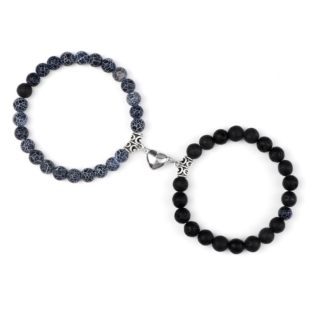 2PC/Set Heart Bransoletka magnetyczna Para Dopasowanie naturalnych wulkanicznych kamiennych koralików bransoletki miłośnik prezent