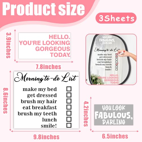 Image of Inspirational Mirror Stickers Positive Affirmation Decals for Glass Motivational Vinyl Letters Phrases for Glass Laptop Car Morning to-do List Clings Mirror Decorations